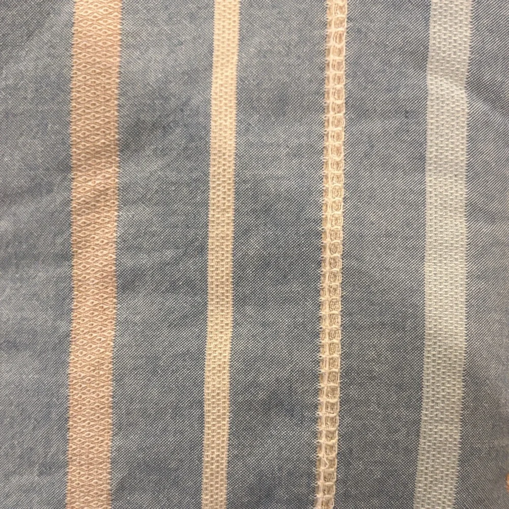Set of two threshold 100% cotton, waffle Striped Blue and Beige shower curtain